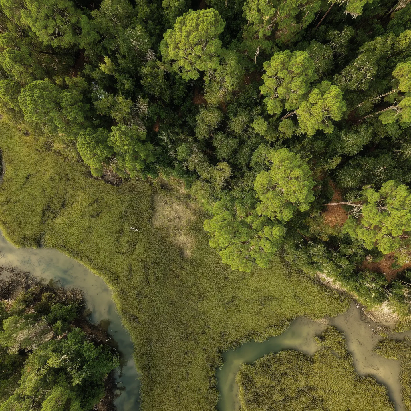 Aerial view of South Carolina lowcountry land